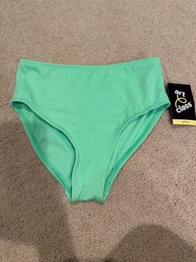 art class Mint Green Ribbed High-Waist Swim Bottom Sz 10/12 nwt